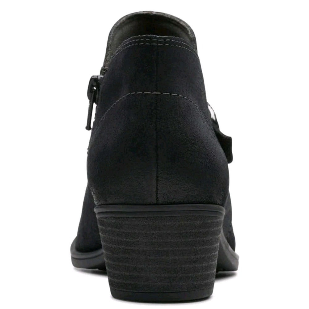 Clarks Collection Charleton Bay Leather Bootie - Black Suede - Size 6.5M - Picture 10 of 13